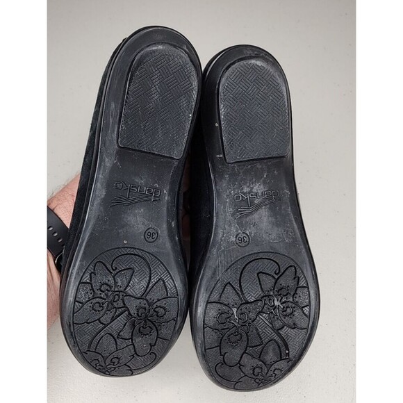 Dansko Olena Women’s 36 Black Leather Blue Metallic Loafer Clogs Flats EUC - Picture 9 of 10